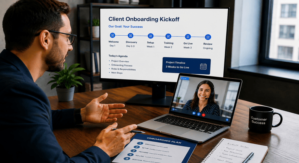 Customer Onboarding Strategy: A Guide to Class 2 SaaS client onboarding kickoff meeting with customer success manager